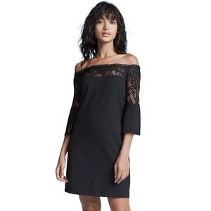 BB Dakota ‘Desperado’ Off-the-Shoulder Lace Mini Sheath Dress in Black Size 8